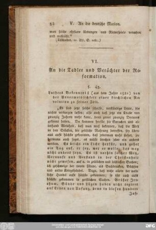 VI. An die Tadler und Verächter der Reformation.