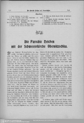 Die Parochie Neichen mit der Schwesterkirche Obernitzschka