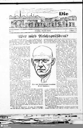 Die Kommunistin : Organ der Kommunistischen Partei Deutschlands (Sektion der Kommunistischen Internationale)