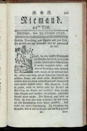 44tes Blat. Göttingen, den 30. October 1756.