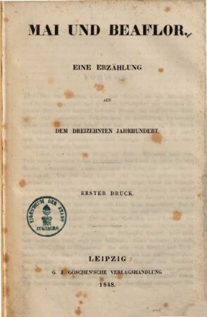 Mai und Beaflor : eine Erzählung aus dem dreizehnten Jahrhundert