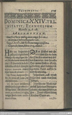 Dominica XXIV. Trinitatis, Evangelium Matth. 9, v. 18.