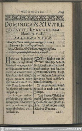 Dominica XXIV. Trinitatis, Evangelium Matth. 9, v. 18.