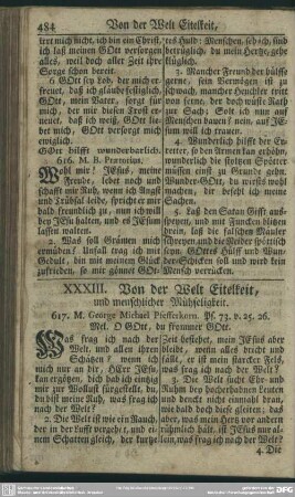 XXXIII. Von der Welt Eitelkeit, und menschlicher Mühseligkeit