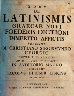 De latinismis, Graecae Novi Foederis dictioni immerito affictis