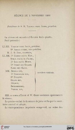 Séance du 4 novembre 1892