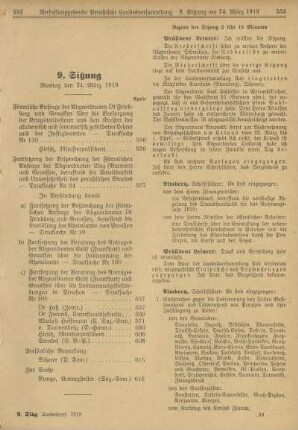 9. Sitzung, Montag den 24. März 1919