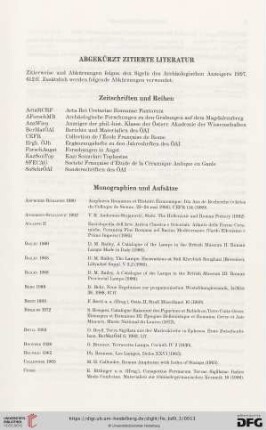 Abgekürzt zitierte Literatur