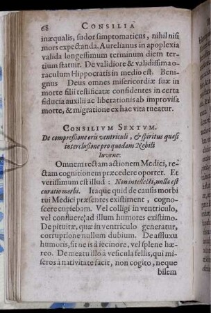 Consilium Sextum. De compreßione oris ventriculi ...