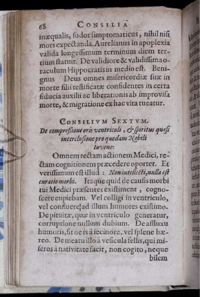 Consilium Sextum. De compreßione oris ventriculi ...