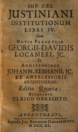 Imp. Caes. Justiniani Institutionum Libri IV.
