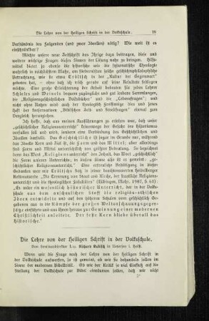 ¬Die¬ Lehre von der Heiligen Schrift in der Volksschule