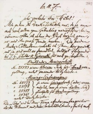 Brief an die Buchbinderei Hübel & Denck