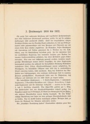 3. Friedenszeit 1816 bis 1832.