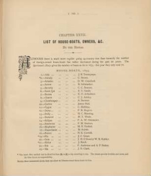 Chapter XXVII. List of house-boats, owners, & c.