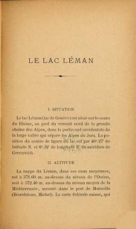Le Lac Léman : précis scientifique