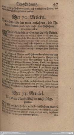 Der 71. Artickel. Wie man Nachtschichten nicht sol gestatten.