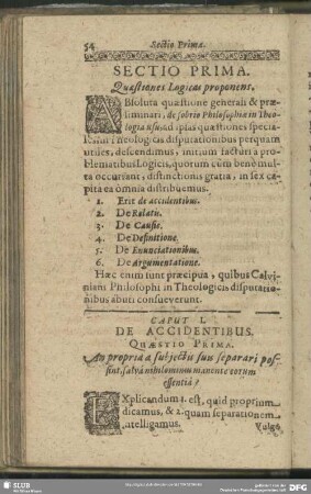 Sectio Prima. Quaestiones Logicas proponens