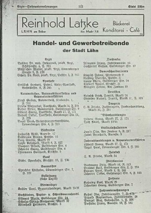 Handel- und Gewerbetreibende der Stadt Lähn
