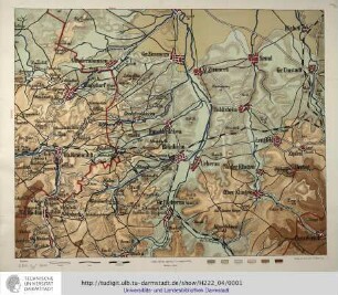 [Große Umgebungskarte von Darmstadt in Höhenschichtendarstellung]. Maßstab 1:20.000. Bl.4 : Reinheim. Gießen: Roth, 1895