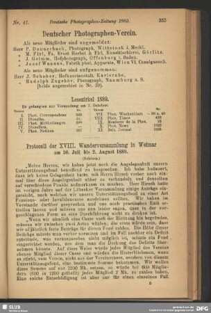 Protocoll der XVIII. Wanderversammlung in Weimar