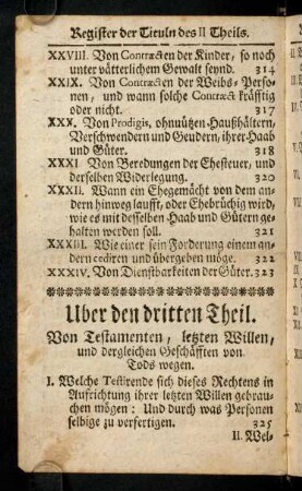 10v-1v, Uber den dritten Theil; Uber den vierdten Theil