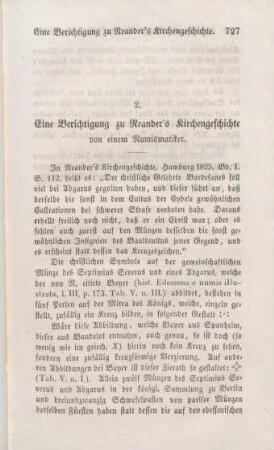727-728 Eine Berichtigung zu Neander's Kirchengeschichte