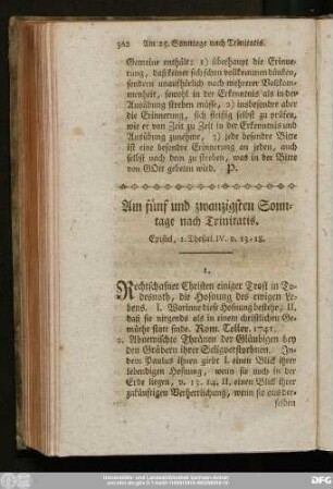 Am fünf und zwanzigsten Sonntage nach Trinitatis. Epistel, I. Theßal. IV. v. 13 - 18.
