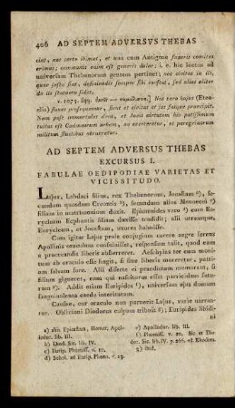 Ad Septem Adversus Thebas Excursus I. Fabulae Oedipodiae Varietas Et Vicissitudo