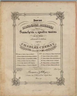 Douze rondeaux amusans pour le pianoforte à quatre mains : sur des thèmes allemands et italiens ; Oeuv. 618, 11. Thème de l'opéra: Les Puritains de Bellini