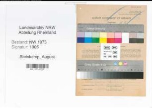 Entnazifizierung August Steinkamp , geb. 27.07.1889 (Bauarbeiter)