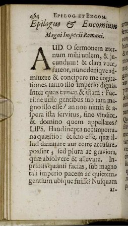 Epilogus & Encomium Magni Imperii Romani.