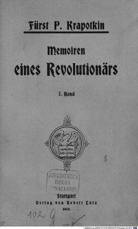 Memoiren eines Revolutionärs : in zwei Bänden. 1