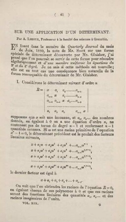 Sur une application d'un determinant.