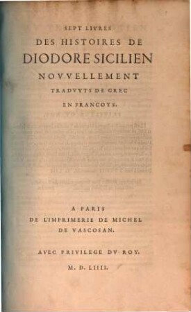 Sept Livres des Histoires ...