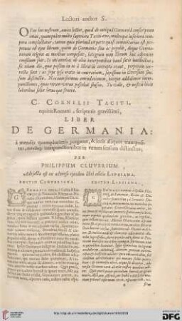 C. Cornelii Taciti, equitis romani, scriptoris gravissimi, liber de Germania [...]