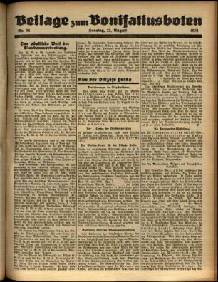 Zweite Ausgabe vom Sonntag, den 23. August 1931.