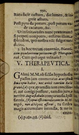 V. Therapeutica.
