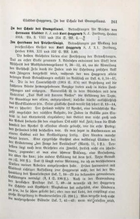 261-262 [Rezension] Cladder, Hermann J., In der Schule des Evangeliums; Bd. 3