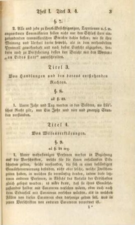 Titel 3. Von Handlungen und den daraus entstehenden Rechten