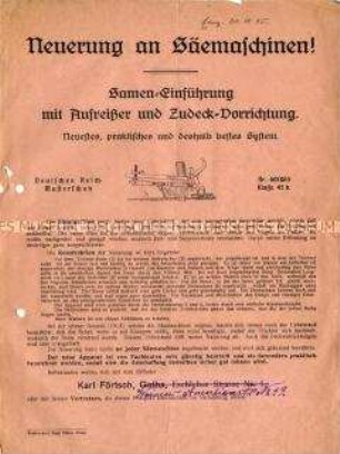 Neuerung an Säemaschinen!