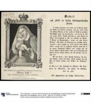 Wahre Abbildung des wunderthätigen Original-Gnadenbildes Maria Hilf in der Stadtpfarre zum hl. Jacob in Innsbruck.