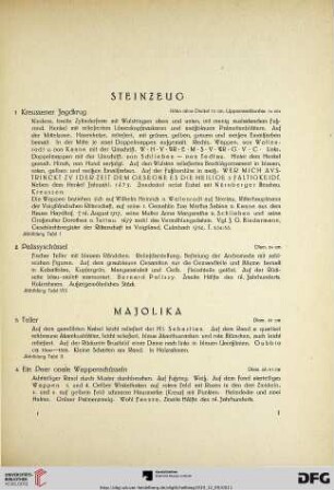 Steinzeug, Majolika, Fayence (Nr. 1-29)