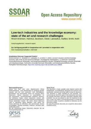 Low-tech industries and the knowledge economy: state of the art and research challenges