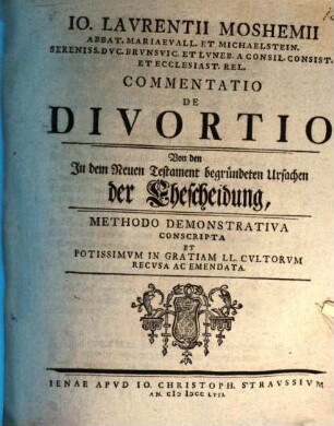 Commentatio de divortio