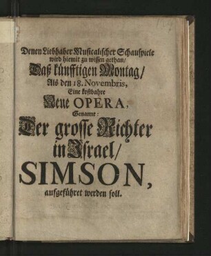 [Ankündigung des musicalischen Trauer-Spiels.]
