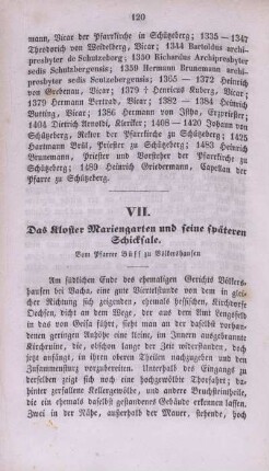 VII. Das Kloster Mariengarten und seine späteren Schicksale.