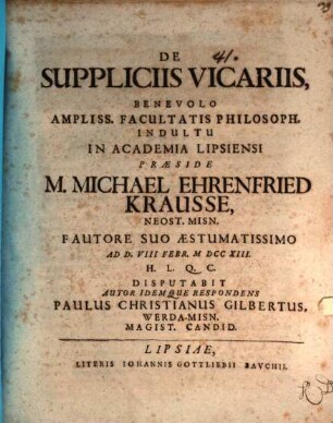 Diss. de suppliciis vicariis