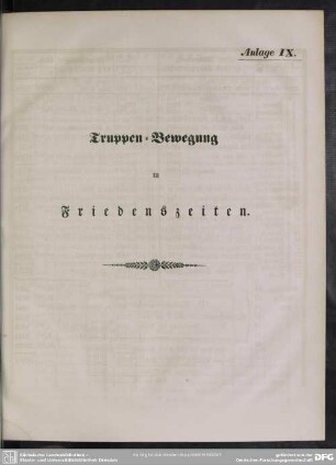 Anlage IX. Truppen-Bewegung in Friedenszeiten