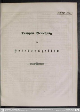 Anlage IX. Truppen-Bewegung in Friedenszeiten